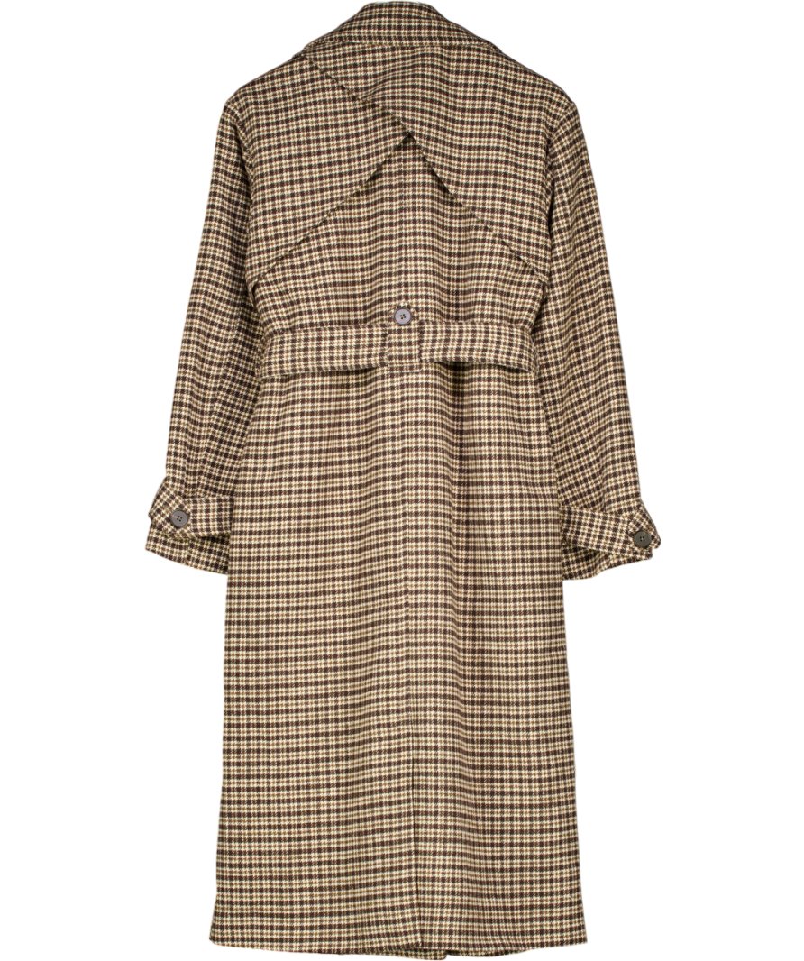 4th & Reckless Tabi Brown Checked Belted Wool-blend Trench Coat UK 10