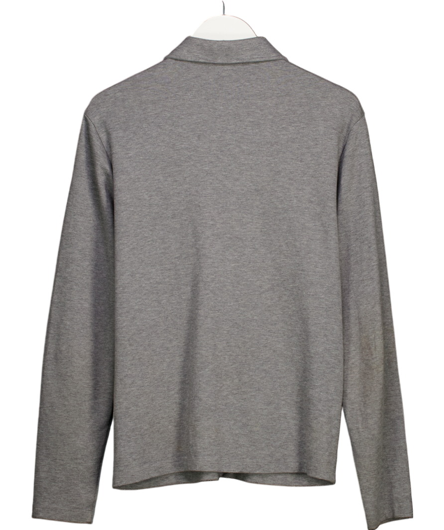 REISS Grey James Jersey Zip Through Shirt UK S