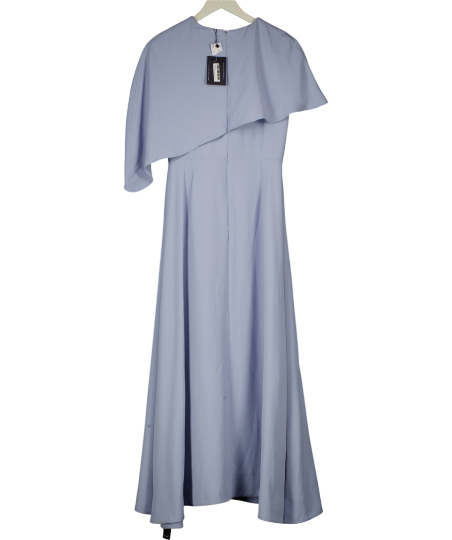 Karen Millen Dusty Blue Soft Tailored Cape Detail Tailored Midi Dress UK 10