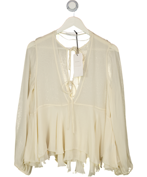 ZARA Cream Zw Collection Ruffled Blouse UK XS