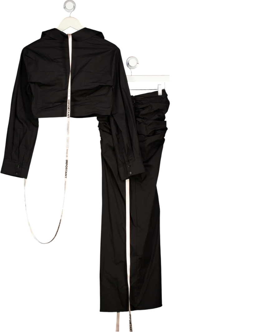 House of CB Black Ivara Drape Waist Long Sleeve UK XS