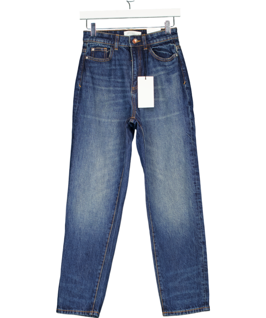 ZARA Blue Mid -blue Rigid High-waist Mom Jeans UK 6