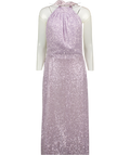 HARMUR Purple Lilac Classic Sequin-embellished Silk Midi Dress UK M
