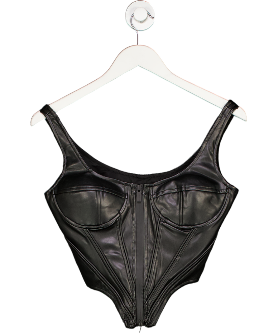 maniere de voir Black Leather Look Corset Top UK 8
