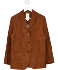 FABRIQUE Brown X Mariana Catta Tan Verdi Curved Hem Suede Blazer UK S