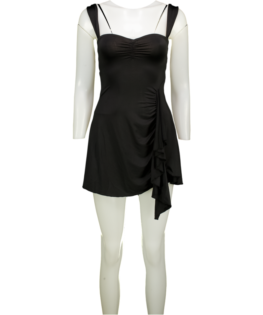 OH POLLY Black Slinky Jersey Cut Out Mini Dress UK 6