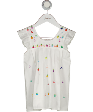 HIBISCUS LINENS White Hand Embroidered Cotton "fruits" Dress 2 Years