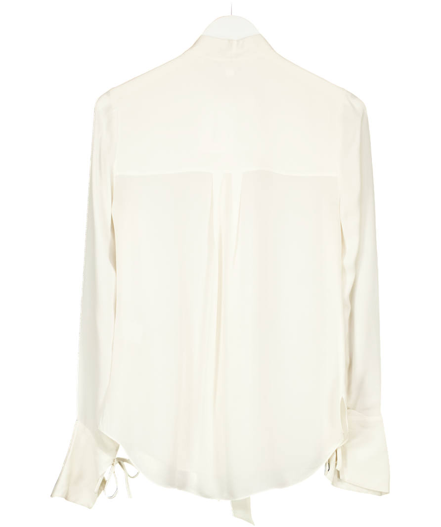 Veronica Beard Cream Silk Tie Neck Button Blouse UK XS