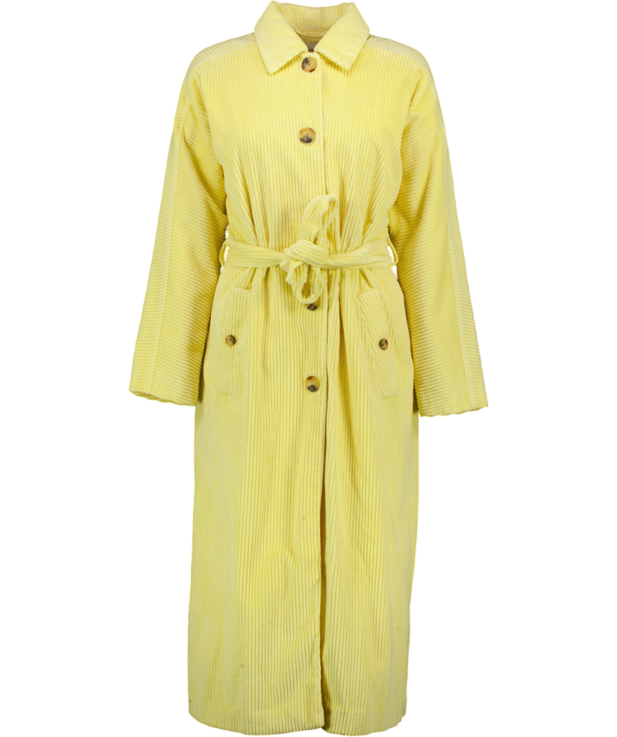 AMERICAN VINTAGE Ibizoo Belted Cotton-blend Corduroy Coat Size - Pastel Yellow UK S