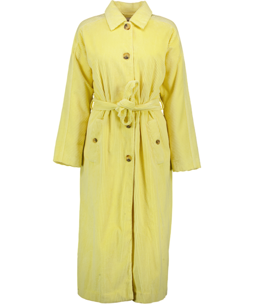 AMERICAN VINTAGE Ibizoo Belted Cotton-blend Corduroy Coat Size - Pastel Yellow UK S