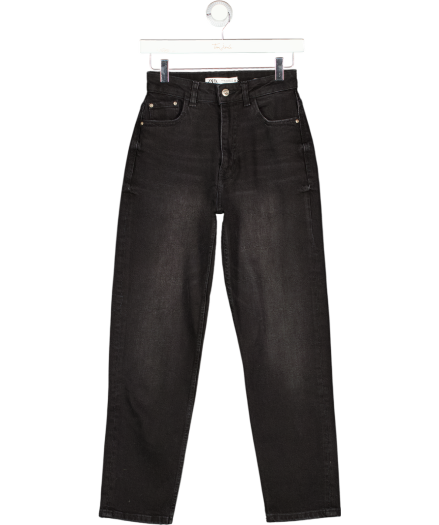 ZARA Black Wash High Waisted Mom Jeans UK 6