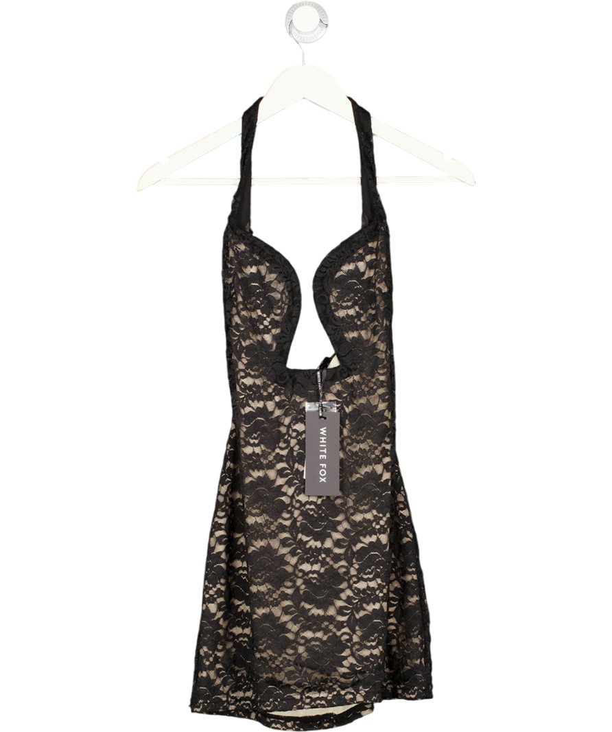 WHITE FOX Summer Fever Lace Mini Dress Black UK M