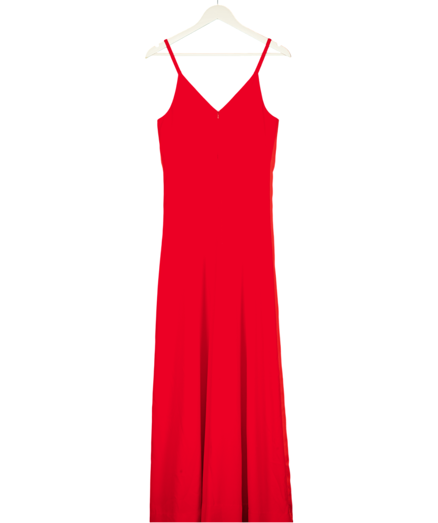 ME + EM Red Wide Leg Jumpsuit Satin Back Crepe UK 8