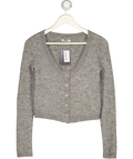 MARCHEN Grey Baby Alpaca Blend Scoop Neck Cardigan UK S