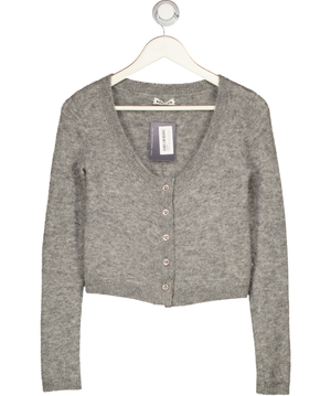 MARCHEN Grey Baby Alpaca Blend Scoop Neck Cardigan UK S