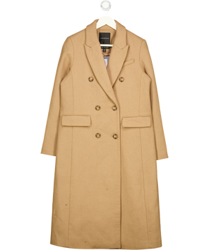 FOREVER NEW Beige Wool Blend Camel Double Breasted Coat UK 10