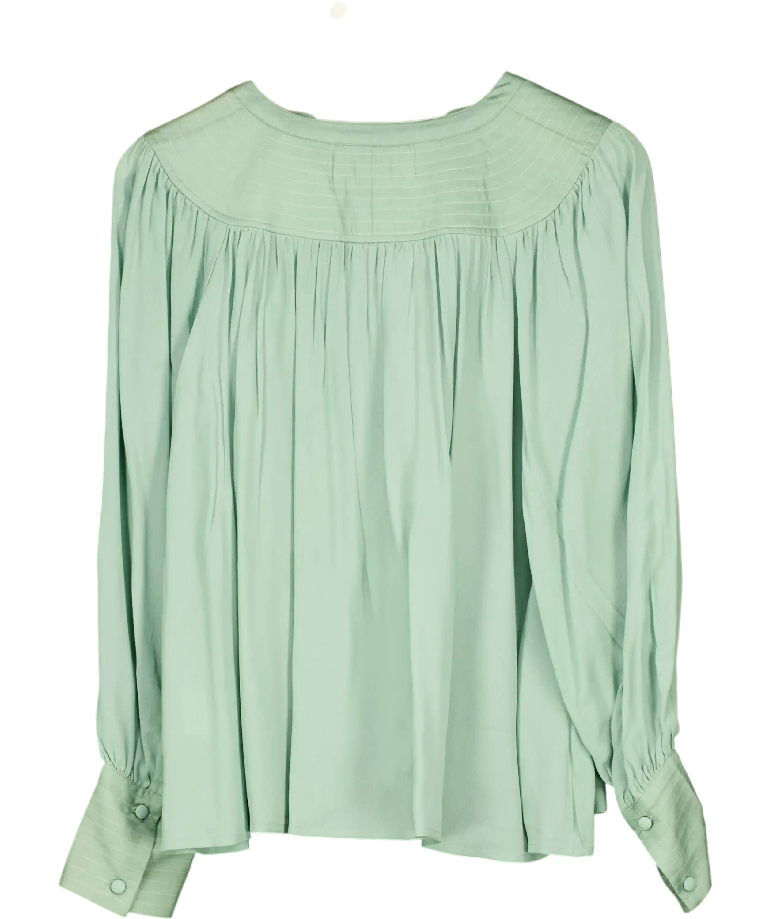 Tallulah & Hope Mint Green Smocked Button-front Blouse UK 10