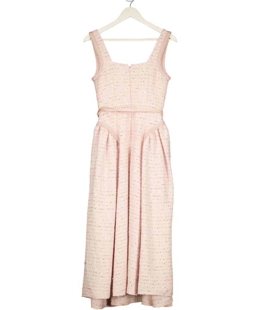 LIPSY Pink Premium Boucle Fit And Flare Midaxi Dress UK 6