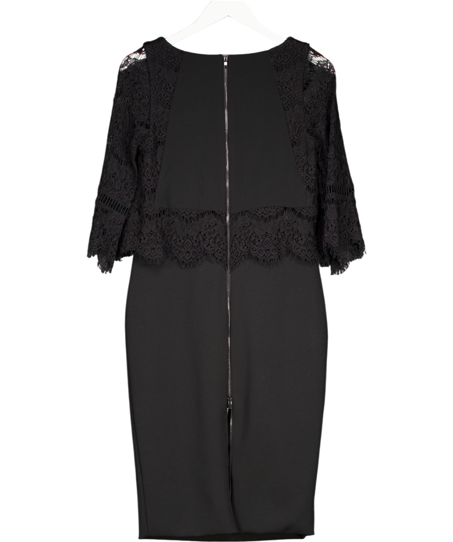 Mint Velvet Black Lace Layered Pencil Dress UK 10