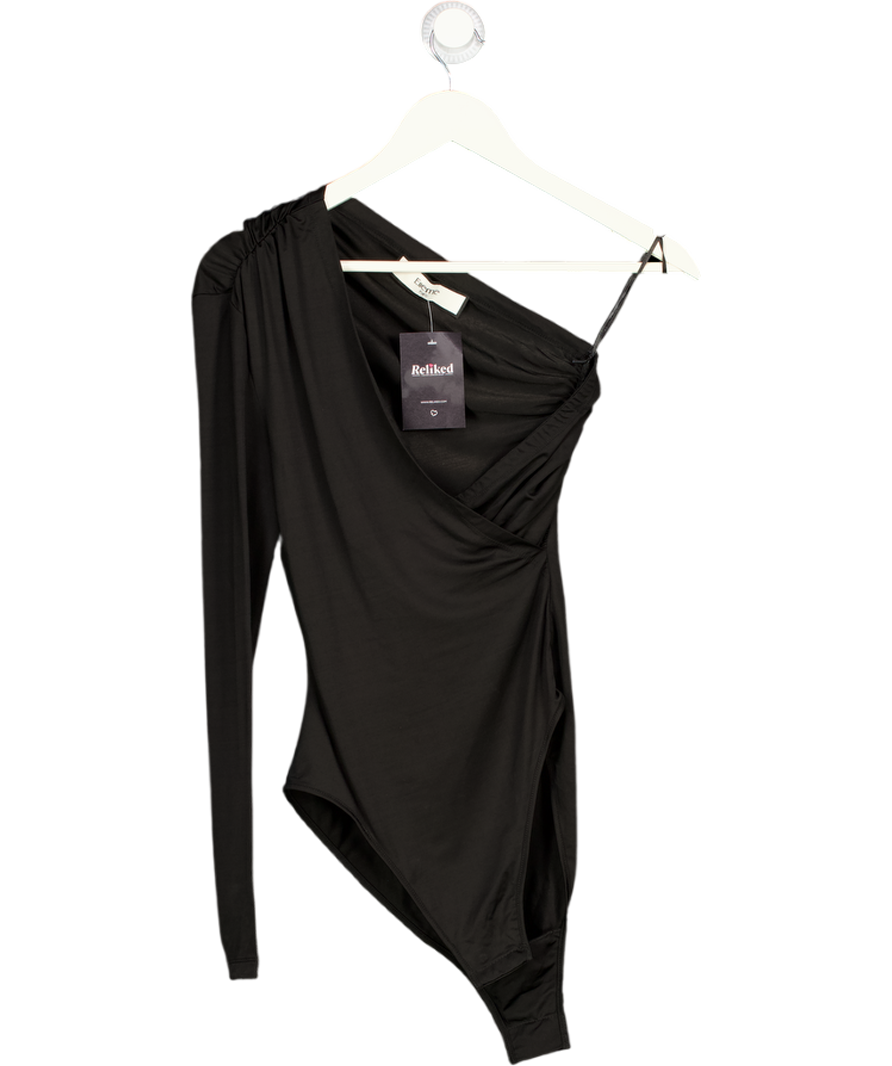 ELLEME PARIS Asymmetrical Bodysuit In Black UK S