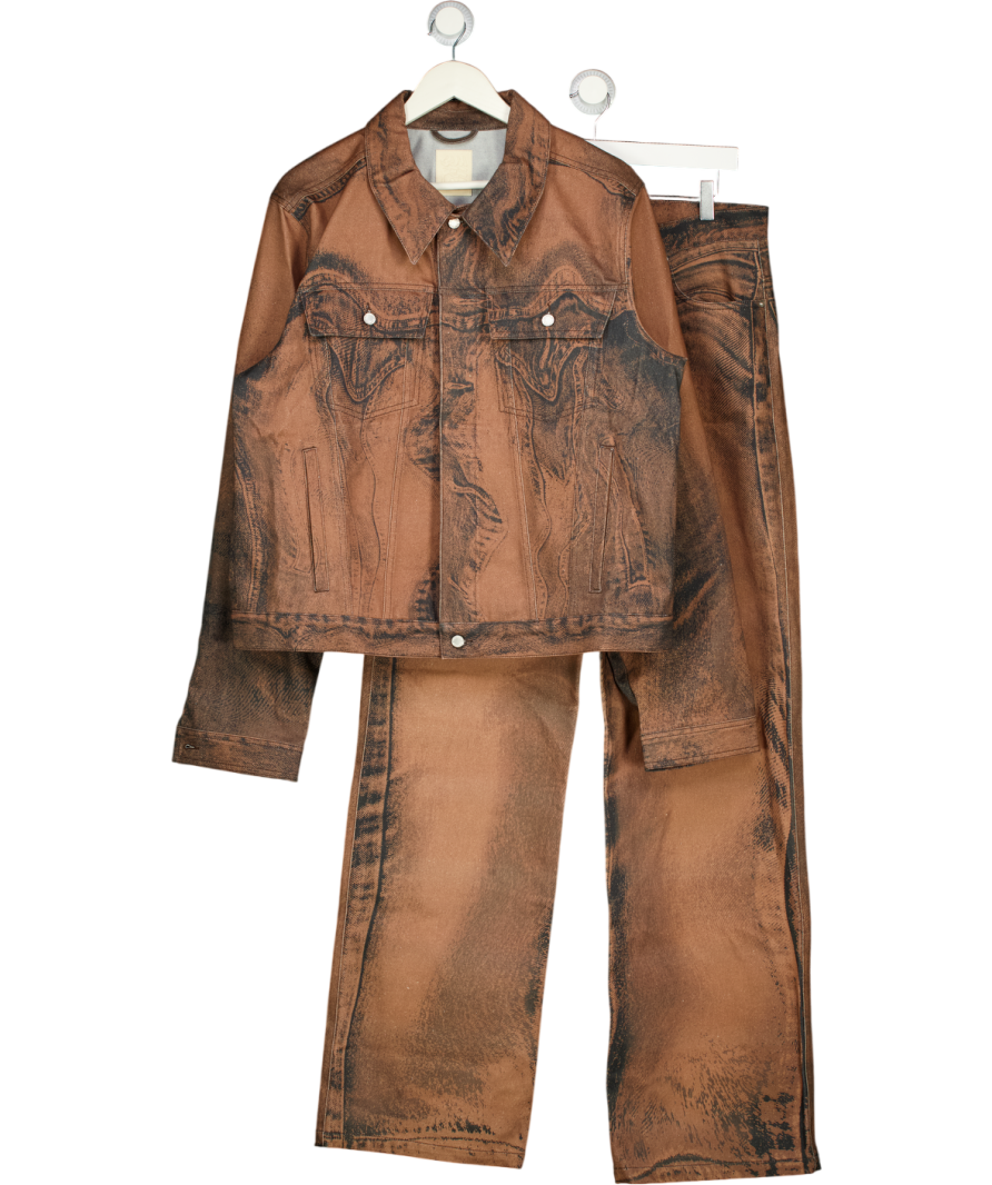 CAMPERLAB Brown 2-piece Acid-wash Effect Denim Jacket ( Uk L) & Relaxed Fit Jeans ( Uk W32) Set UK M/L