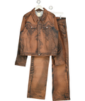 CAMPERLAB Brown 2-piece Acid-wash Effect Denim Jacket ( Uk L) & Relaxed Fit Jeans ( Uk W32) Set UK M/L