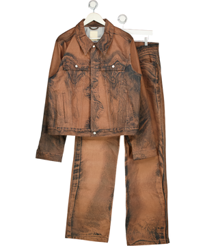 CAMPERLAB Brown 2-piece Acid-wash Effect Denim Jacket ( Uk L) & Relaxed Fit Jeans ( Uk W32) Set UK M/L