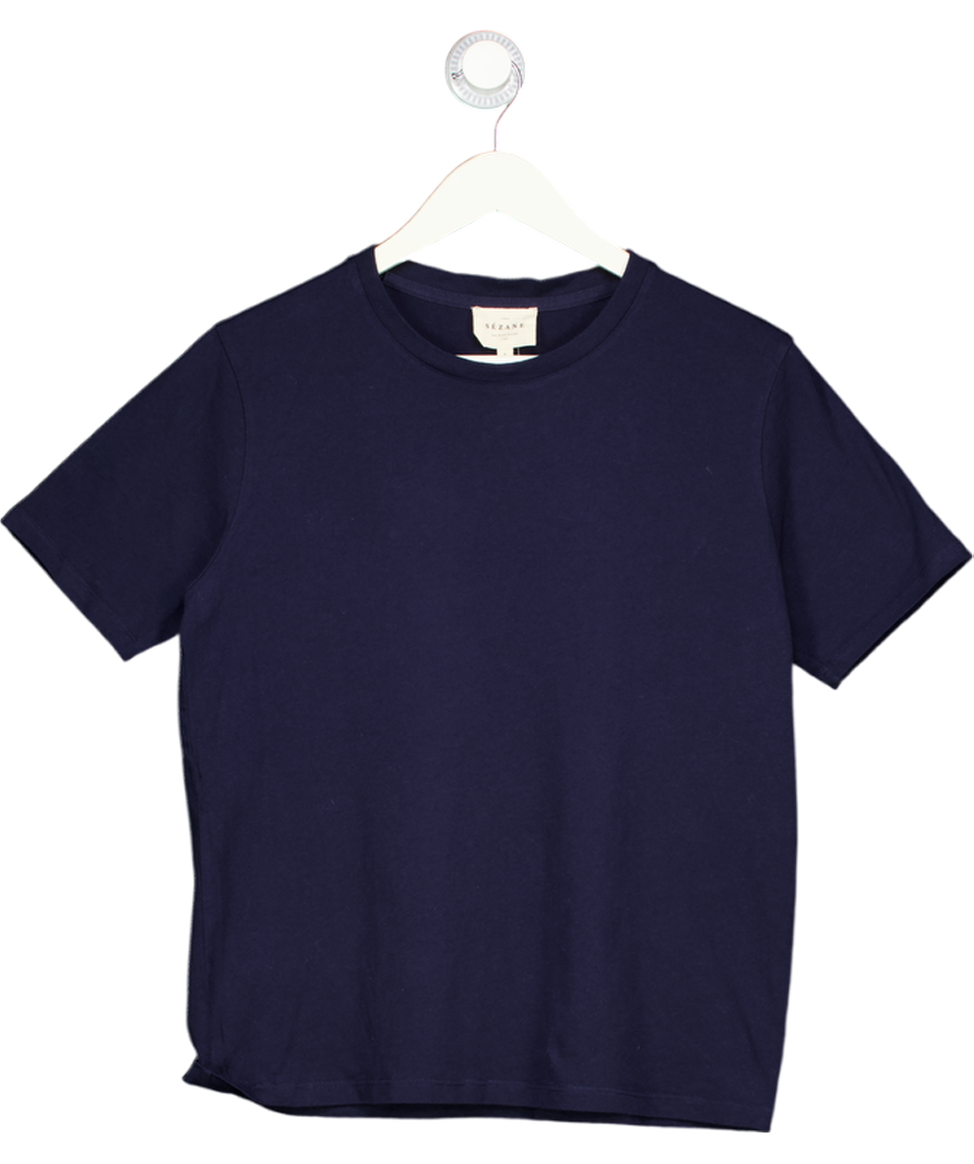 SEZANE Navy Blue Cotton T-shirt UK S