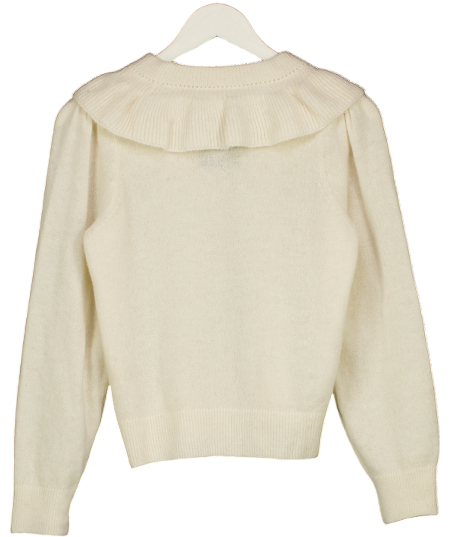 DÔEN Cream Alpaca Blend Frill Collar Sweater UK S