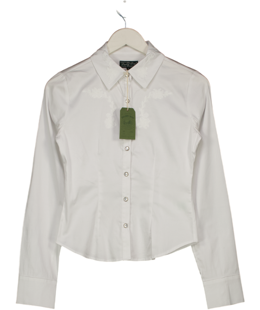 DAIRY BOY White Embroidered Western Style Shirt Us2 UK 6