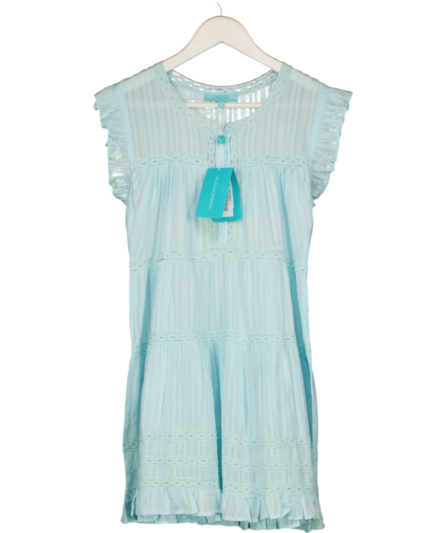 MELISSA ODABASH Blue Rebekah Lace-trim Cotton Dress 14 Years