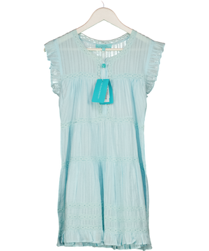 MELISSA ODABASH Blue Rebekah Lace-trim Cotton Dress 14 Years