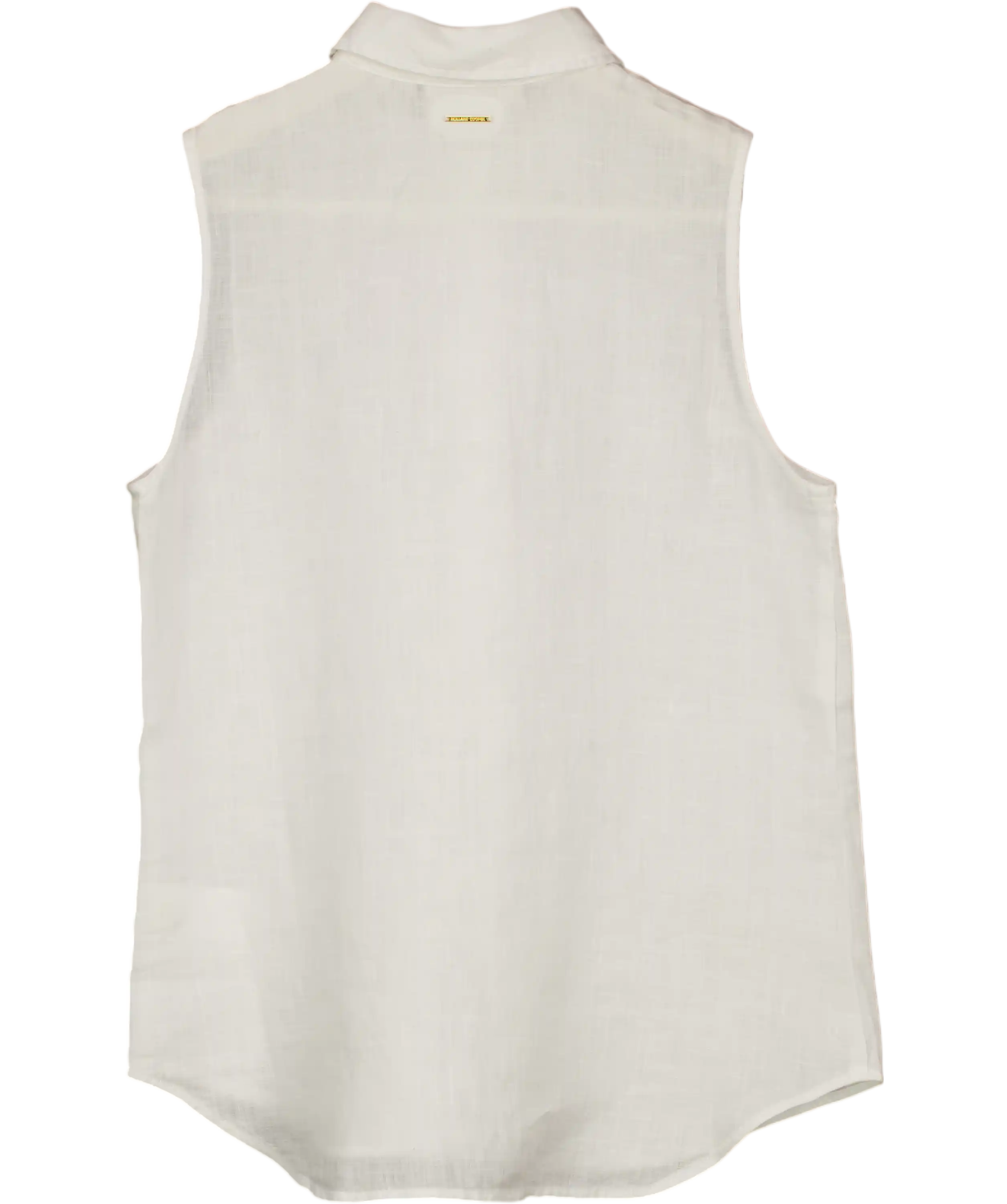 HOLLAND COOPER White Embroidered Logo Sleeveless Amalfi Linen Shirt UK XS