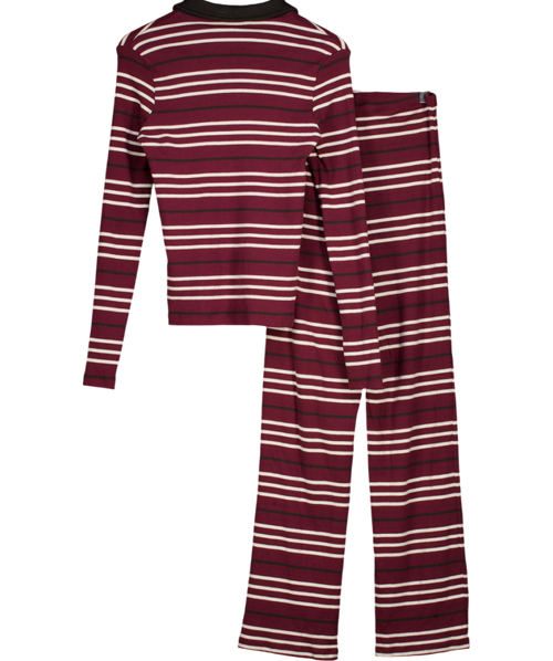 4th & Reckless 2-piece Liliana Burgundy Red Striped Top And Trouser Set UK S