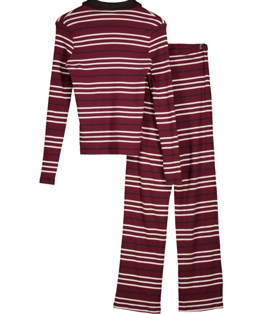 4th & Reckless 2-piece Liliana Burgundy Red Striped Top And Trouser Set UK S