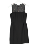 MAJE Black Embellished Mesh Neckline Crepe Fit & Flare Mini Dress Sz1 UK 8