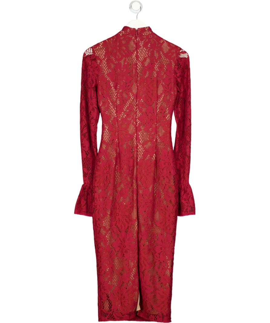 HOUSE OF CB Berry Red Lace Midi Dress UK S Reliked HOUSE OF CB Berry Red Lace Midi Dress UK S Reliked