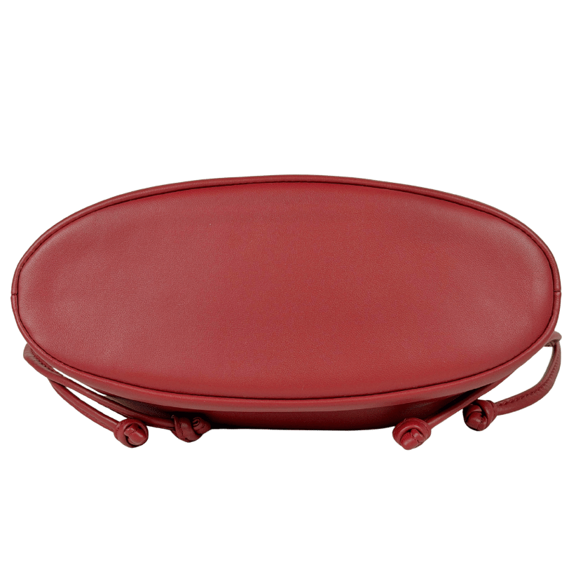 STRATHBERRY Oxblood Leather Charlotte Drawstring Pouch Bag with Shoulder Strap