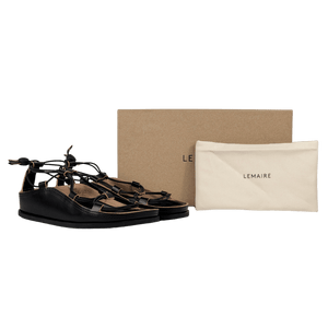 LEMAIRE Black Leather Spartan Almond Toe Footbed Sandals UK 8 EU 41
