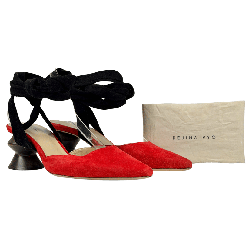 REJINA PYO Barbara Zigzag Heel Pump In Red Suede UK 6 EU 39 👠