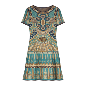 Alberta Ferretti Green A-line Printed Knit Mini Dress UK 8