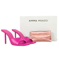 AMINA MUADDI 100% Lambskin Leather 95 Mule Sandals In Lotus Pink UK 4 EU 37 👠