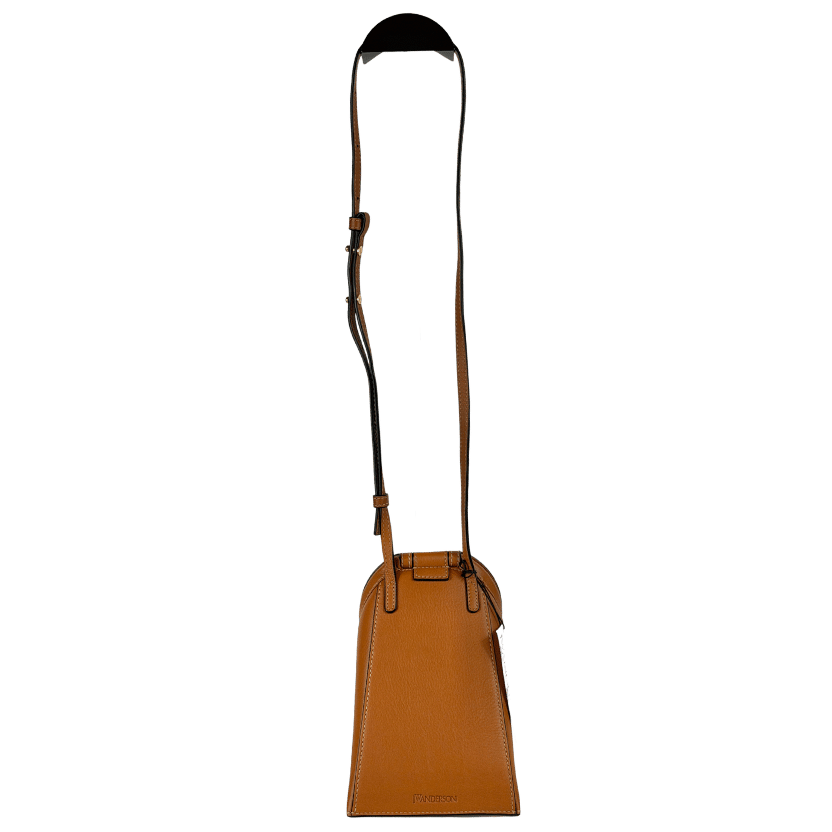 JW ANDERSON Tan Brown Leather/gold Chain-link Lid Pocket Crossbody Bag