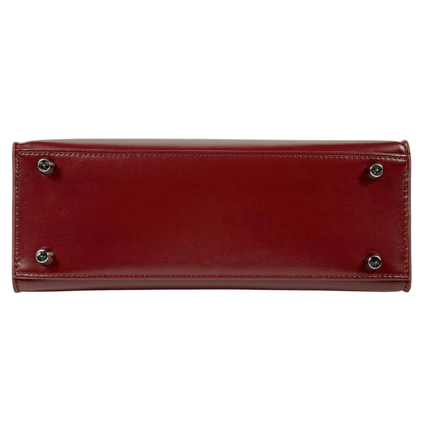 TOTES LUXE Burgundy Luxury Leather Top Handle Bag With Shoulder Strap
