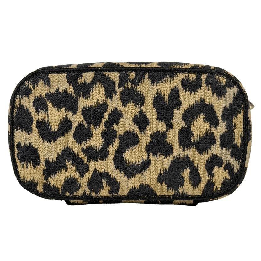 DIOR Beige Mizza Embroidered Canvas Travel Vanity Bag In Leopard Print