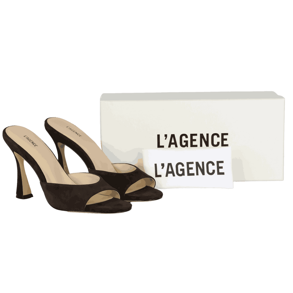 L'agence Brown Avery Suede Open-toe Mule UK 6.5 EU 39.5 👠