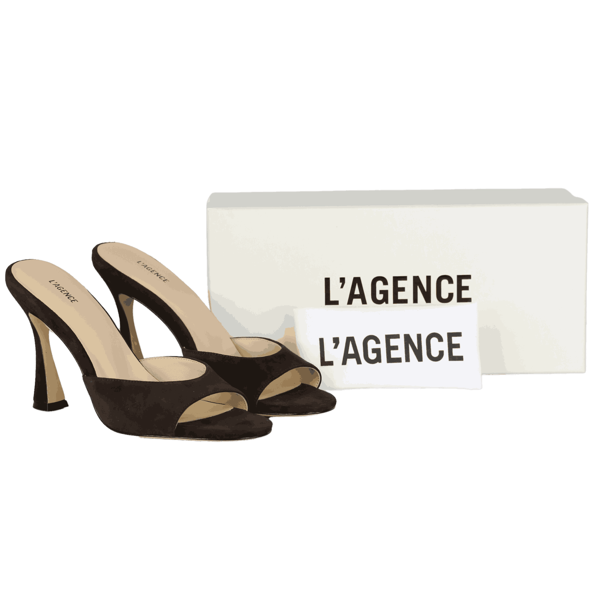 L'agence Brown Avery Suede Open-toe Mule UK 6.5 EU 39.5 👠