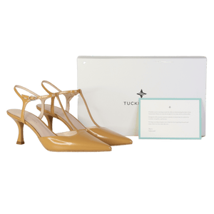 Tuckernuck Beige Margot Tan Leather Heels UK 9.5 EU 42.5