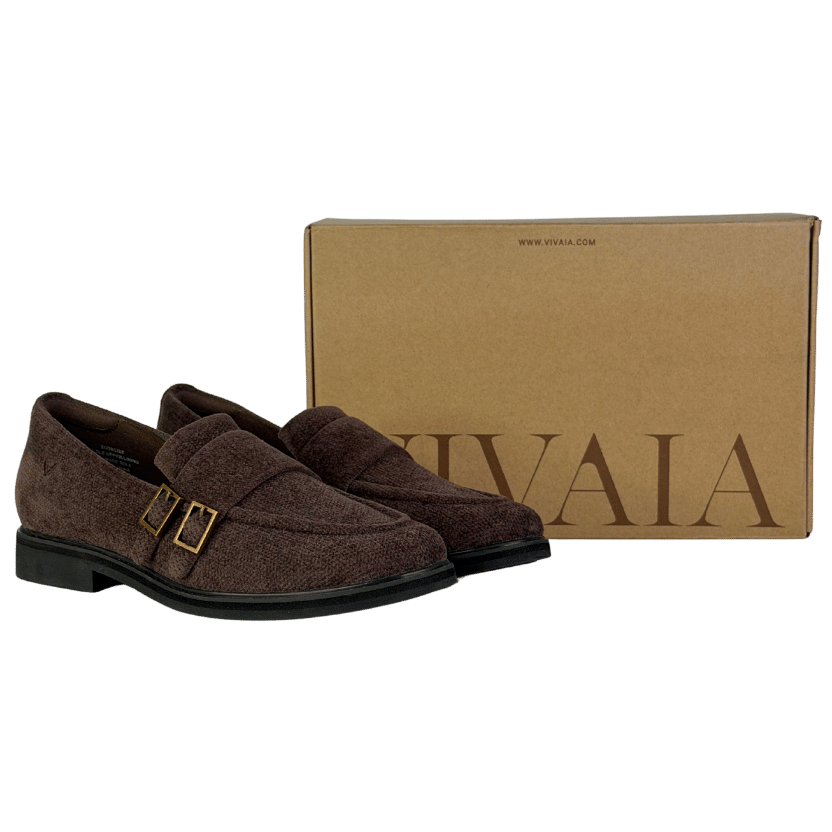 VIVAIA Sustainable Washable Brown Round-toe Velvet Penny Loafers UK 5.5 EU 38.5 👠