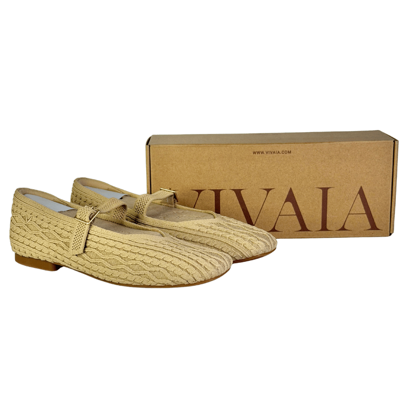 VIVAIA Sustainable Washable Beige Square-toe Mary Jane Flats UK 5.5 EU 38.5 👠